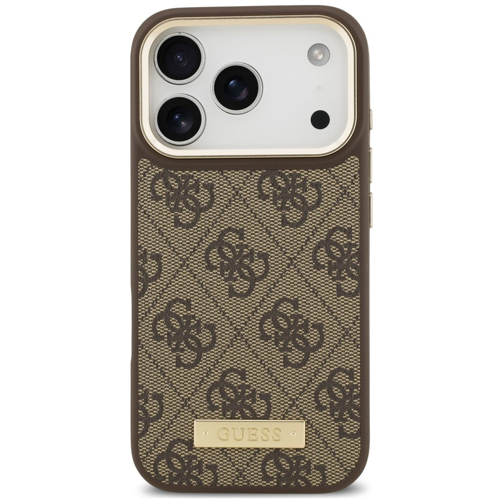Θήκη MagSafe για Apple iPhone 18 Pro / 17 Pro, Guess, 4G Logo Plate, Καφέ