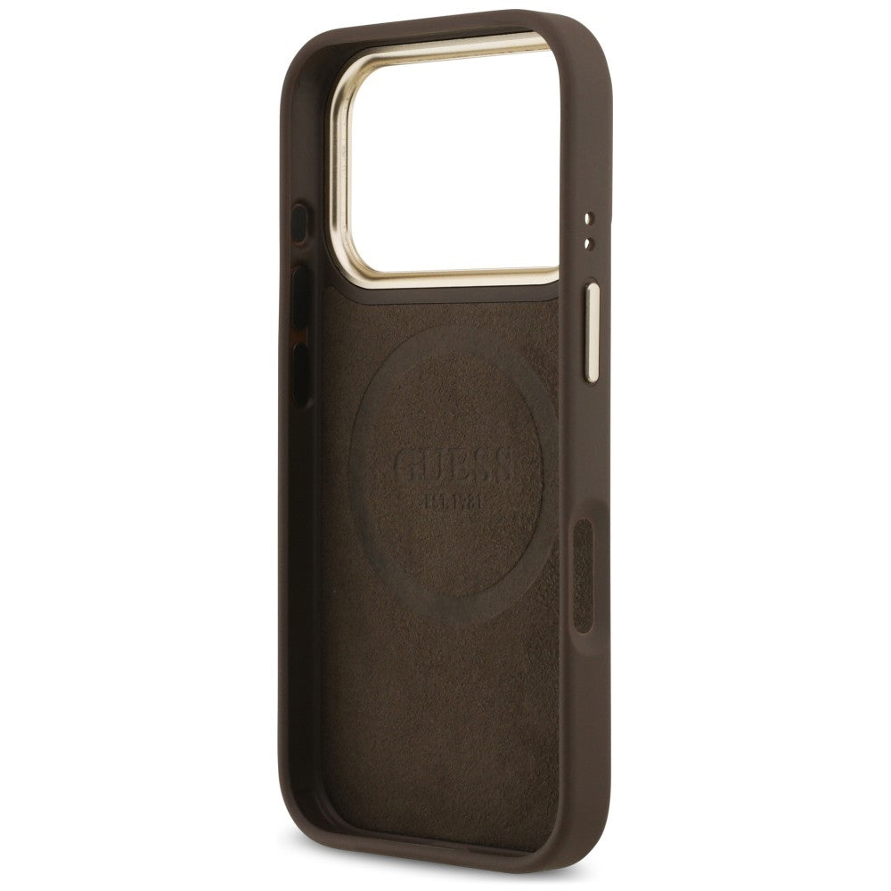 Θήκη MagSafe για Apple iPhone 18 Pro / 17 Pro, Guess, 4G Logo Plate, Καφέ