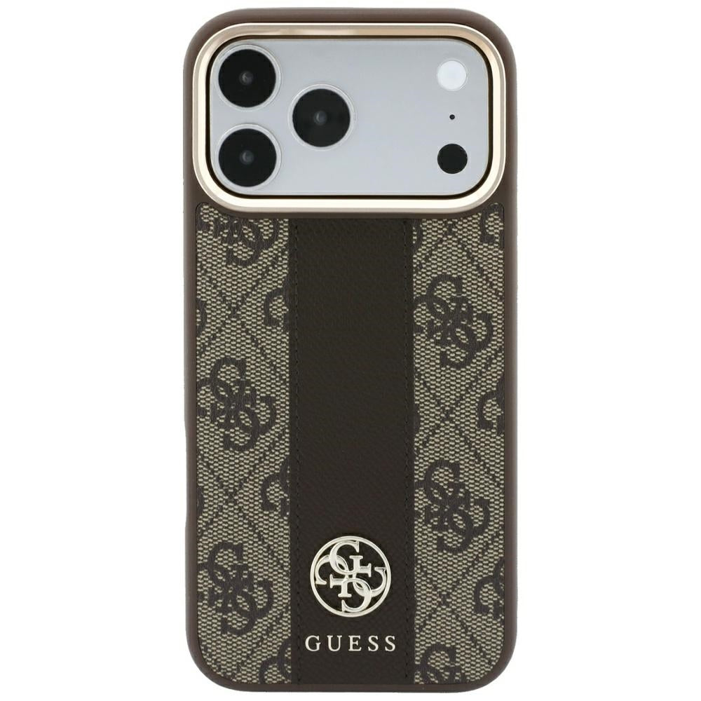 Θήκη MagSafe για Apple iPhone 18 Pro / 17 Pro, Guess, 4G Stripe Round Classic Logo, Καφέ