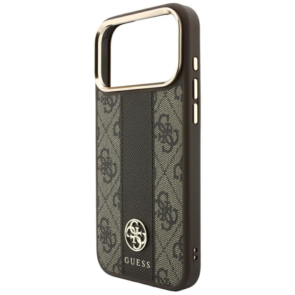 Θήκη MagSafe για Apple iPhone 18 Pro / 17 Pro, Guess, 4G Stripe Round Classic Logo, Καφέ