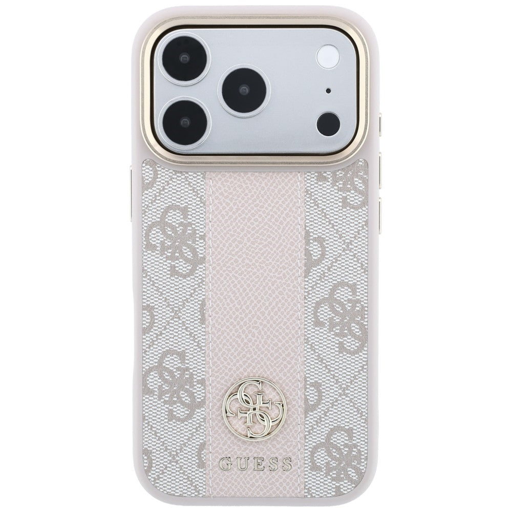 Θήκη MagSafe για Apple iPhone 18 Pro / 17 Pro, Guess, 4G Stripe Round Classic Logo, Ροζ