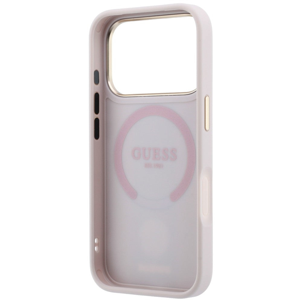 Θήκη MagSafe για Apple iPhone 18 Pro / 17 Pro, Guess, 4G Stripe Round Classic Logo, Ροζ
