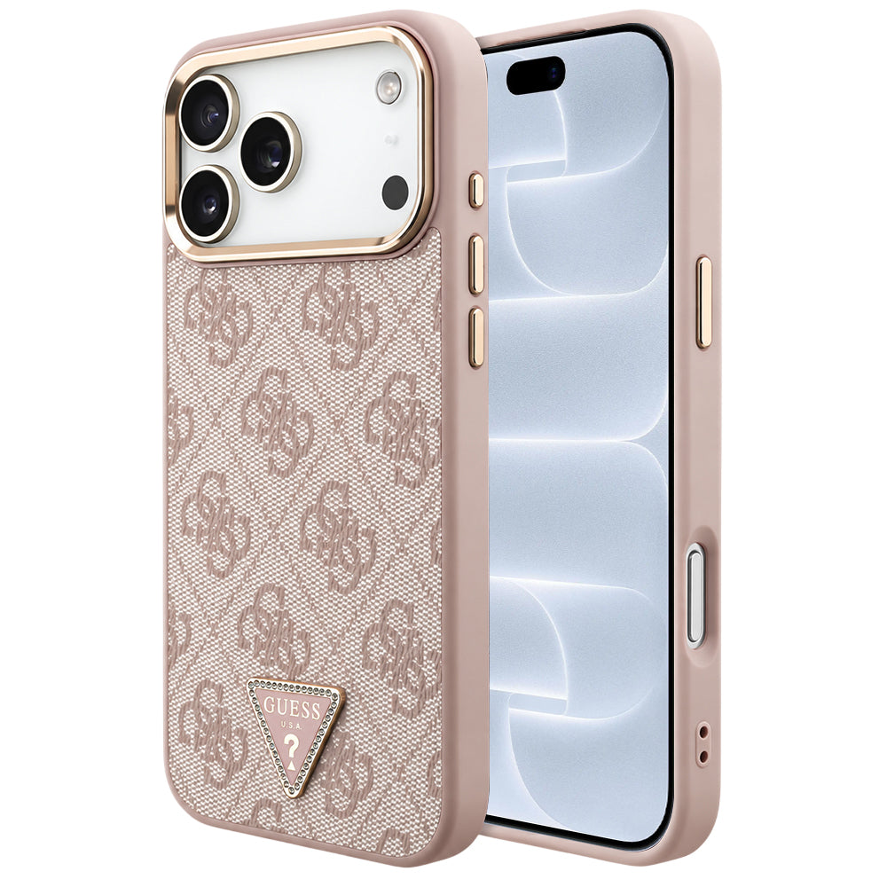 Θήκη MagSafe για Apple iPhone 18 Pro / 17 Pro, Guess, 4G Triangle Logo, Ροζ Χρυσό