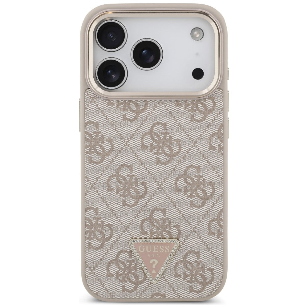 Θήκη MagSafe για Apple iPhone 18 Pro / 17 Pro, Guess, 4G Triangle Logo, Ροζ Χρυσό