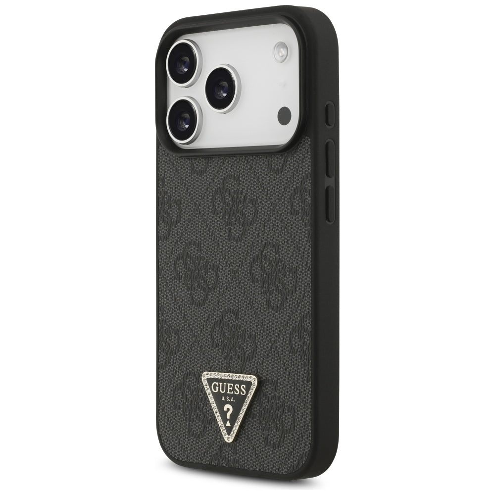 MagSafe Case for Apple iPhone 18 Pro / 17 Pro, Guess, 4G Triangle Strass, Black
