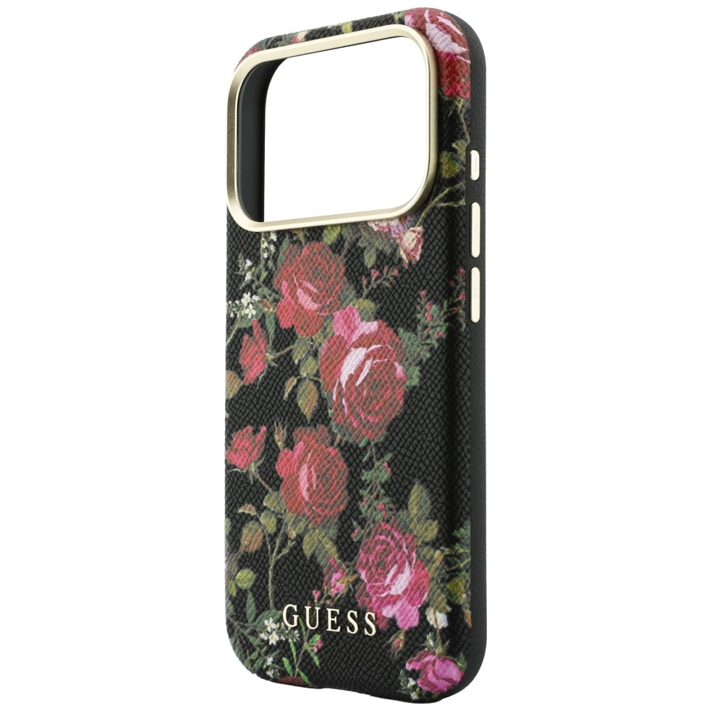 Θήκη MagSafe για Apple iPhone 18 Pro / 17 Pro, Guess, Blossom Roses Print, Μαύρη