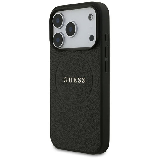 Θήκη MagSafe για Apple iPhone 18 Pro / 17 Pro, Guess, Grained Gold Ring, Μαύρο