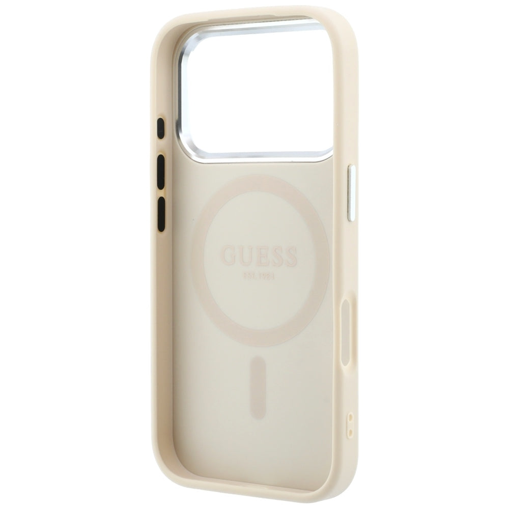 Θήκη MagSafe για Apple iPhone 18 Pro / 17 Pro, Guess, Λογότυπο Τριγώνου με Υφή, Μπεζ