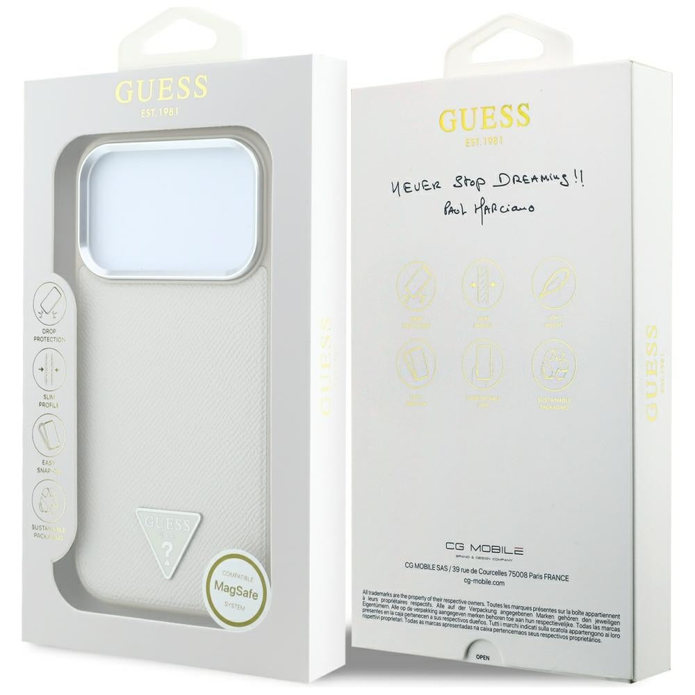 Θήκη MagSafe για Apple iPhone 18 Pro / 17 Pro, Guess, Λογότυπο Τριγώνου με Υφή, Μπεζ