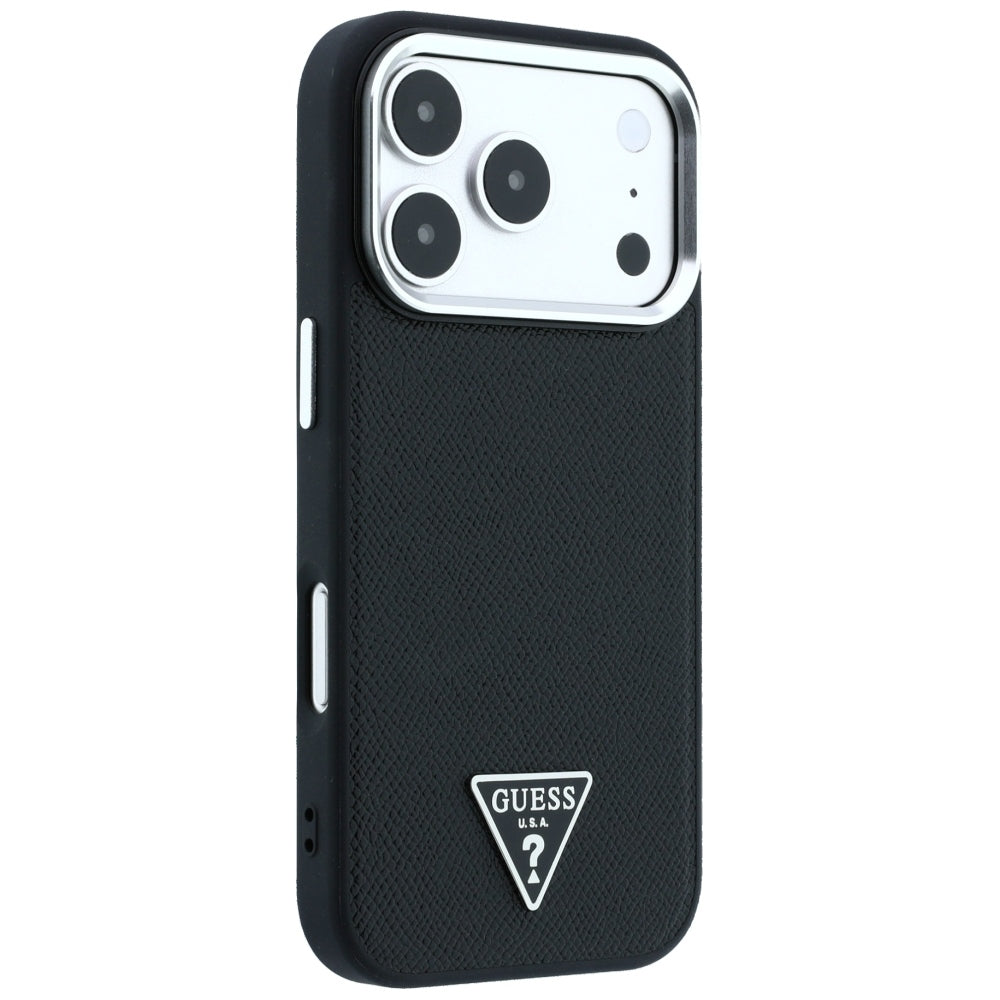 Θήκη MagSafe για Apple iPhone 18 Pro / 17 Pro, Guess, Λογότυπο Τριγώνου με Υφή, Μαύρη