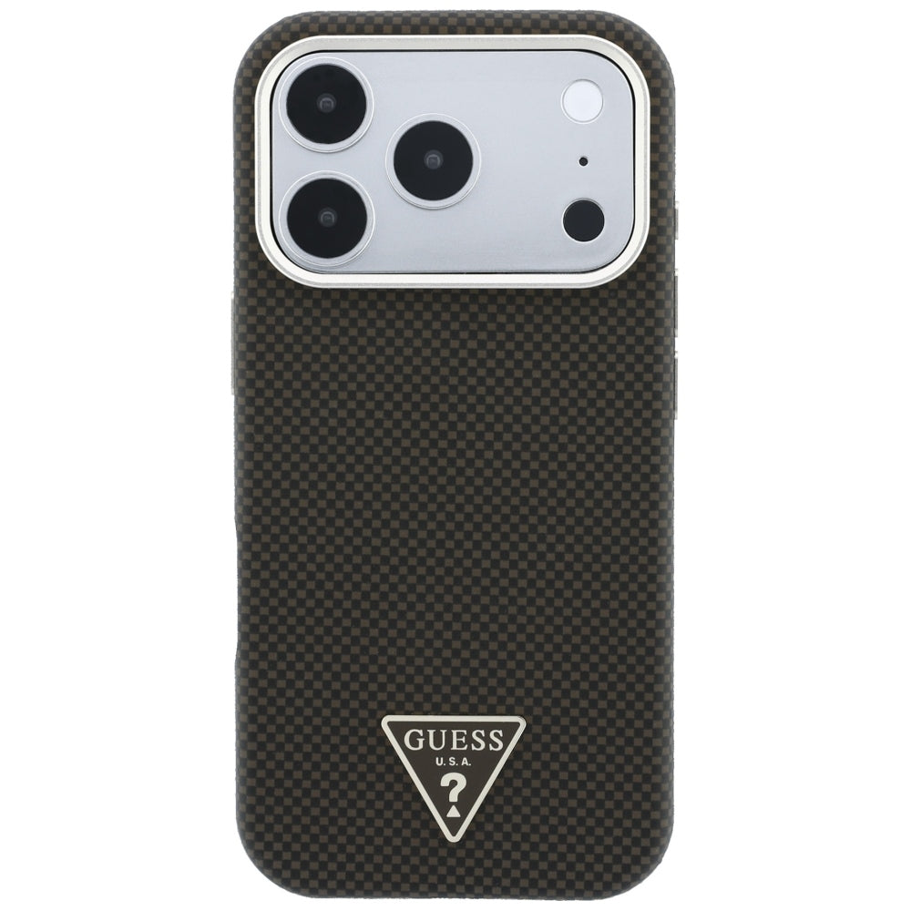Θήκη MagSafe για Apple iPhone 18 Pro / 17 Pro, Guess, Λογότυπο Τριγώνου Kevlar, Καφέ