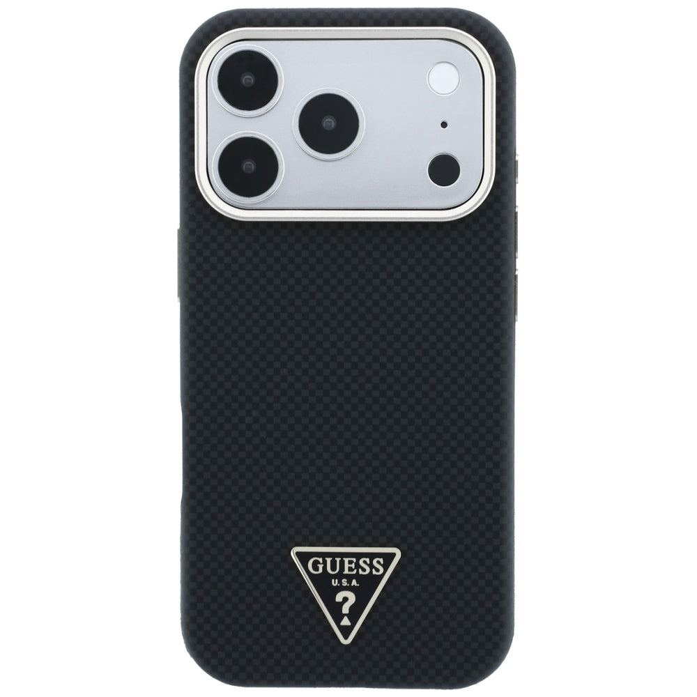 Θήκη MagSafe για Apple iPhone 18 Pro / 17 Pro, Guess, Λογότυπο Τριγώνου Kevlar, Μαύρη