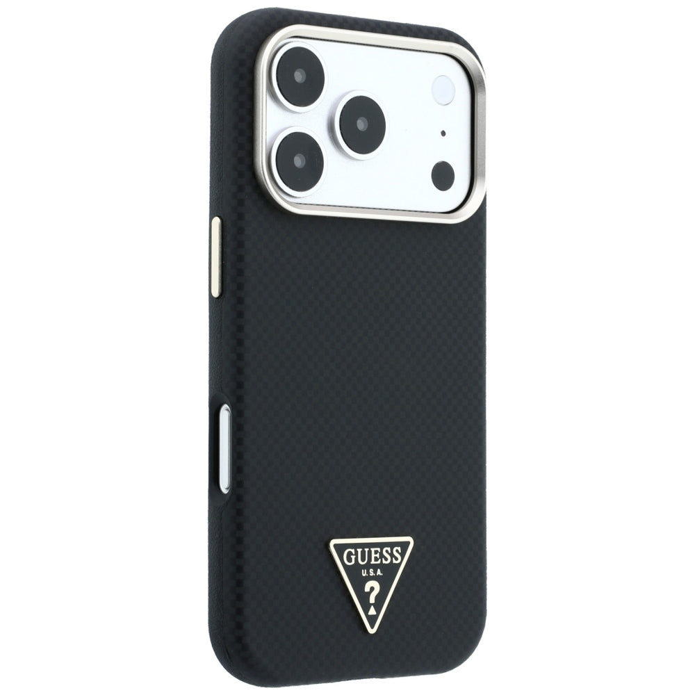 Θήκη MagSafe για Apple iPhone 18 Pro / 17 Pro, Guess, Λογότυπο Τριγώνου Kevlar, Μαύρη