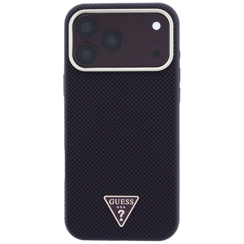 Θήκη MagSafe για Apple iPhone 18 Pro / 17 Pro, Guess, Λογότυπο Τριγώνου Kevlar, Βυσσινί