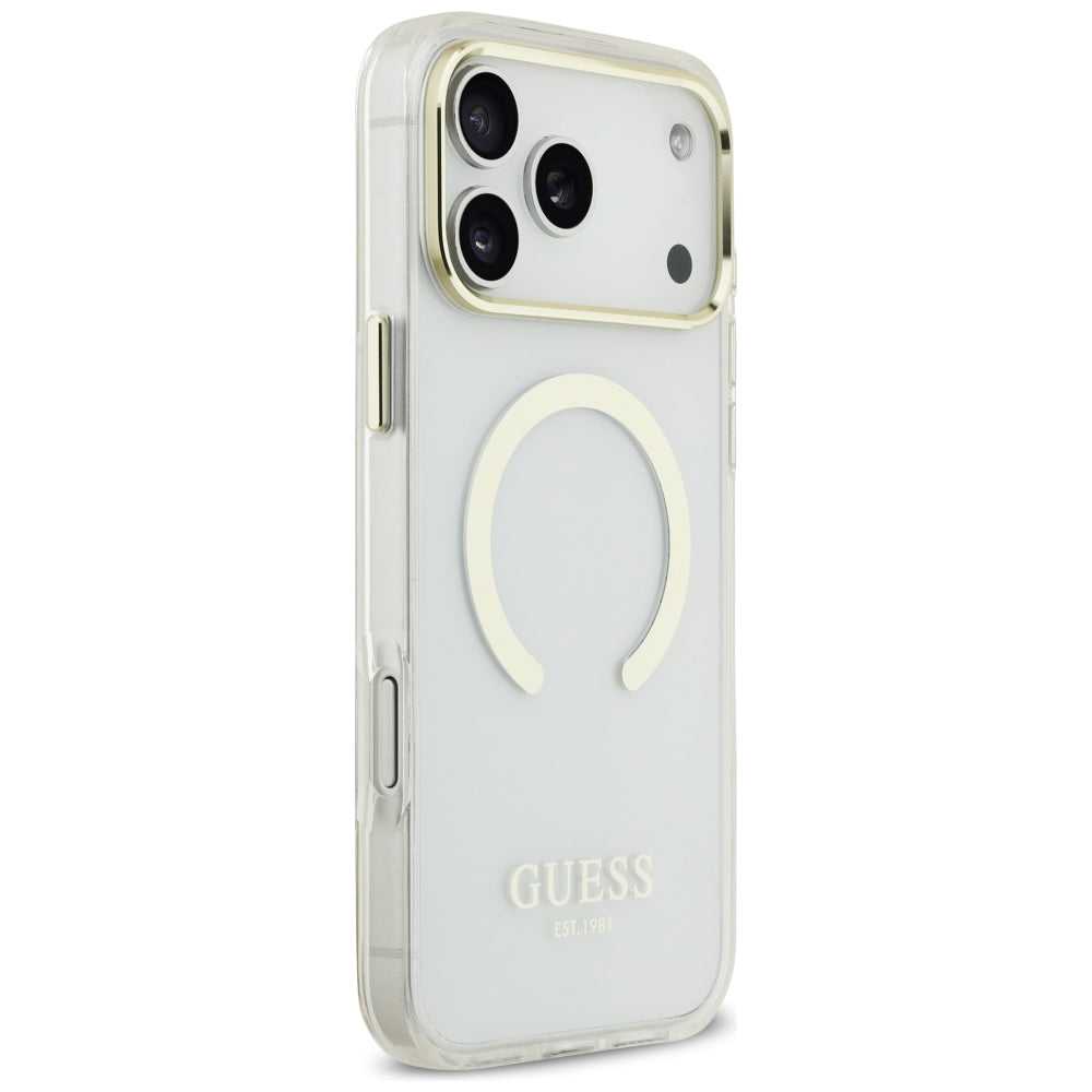MagSafe Case for Apple iPhone 18 Pro / 17 Pro, Guess, Metal Outline, Gold