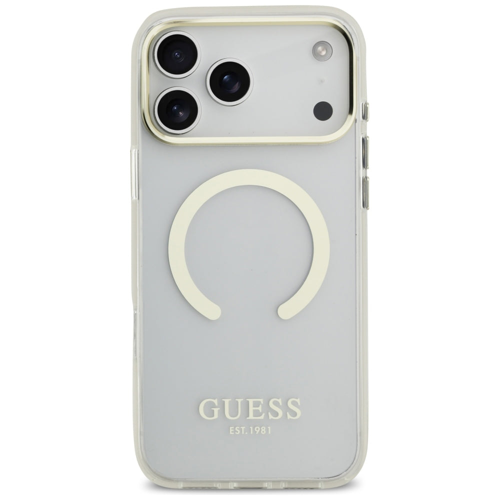 MagSafe Case for Apple iPhone 18 Pro / 17 Pro, Guess, Metal Outline, Gold