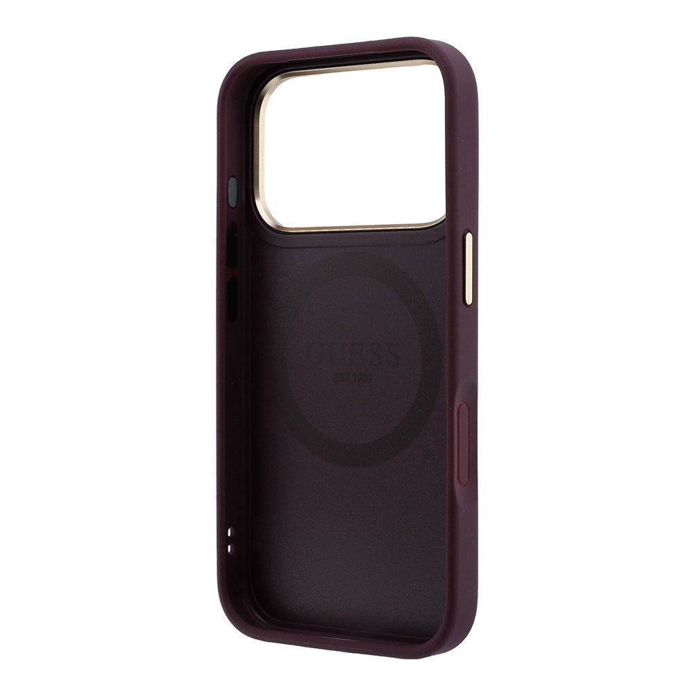 Θήκη MagSafe για Apple iPhone 18 Pro / 17 Pro, Guess, Peony 4G Small Logo, Βυσσινί