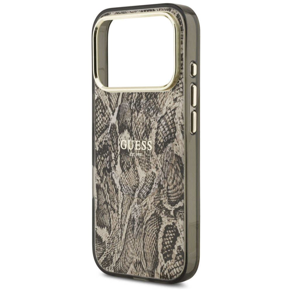 Θήκη MagSafe για Apple iPhone 18 Pro / 17 Pro, Guess, Σχέδιο Πύθωνα, Καφέ