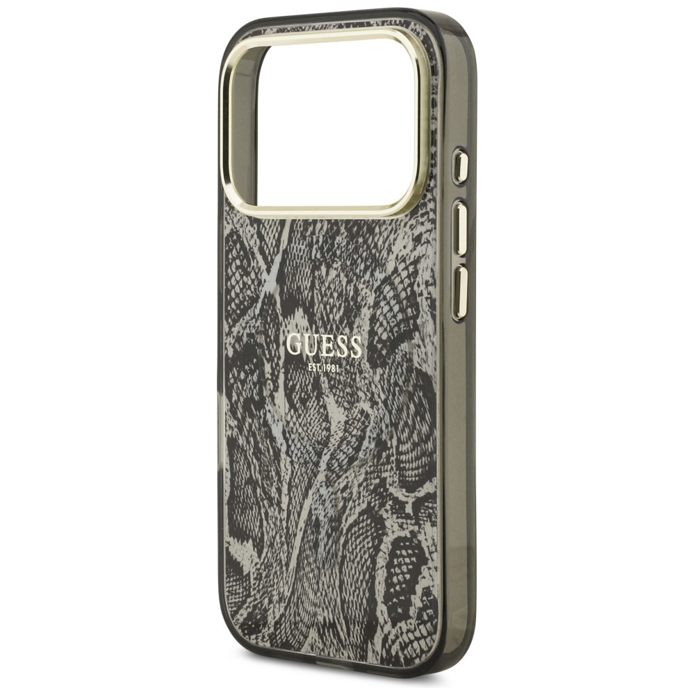 Θήκη MagSafe για Apple iPhone 18 Pro / 17 Pro, Guess, Σχέδιο Πύθωνα, Μαύρη