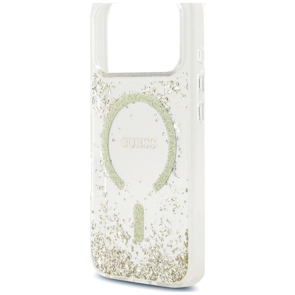 Θήκη MagSafe για Apple iPhone 18 Pro / 17 Pro, Guess, Glitter με ρητίνη στο κάτω μέρος, Χρυσή