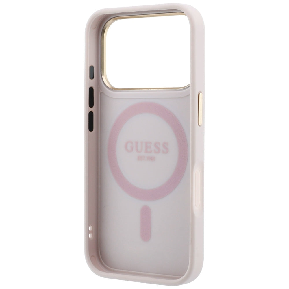Θήκη MagSafe για Apple iPhone 18 Pro / 17 Pro, Guess, Ring Stand 360 4G Classic Logo, Ροζ