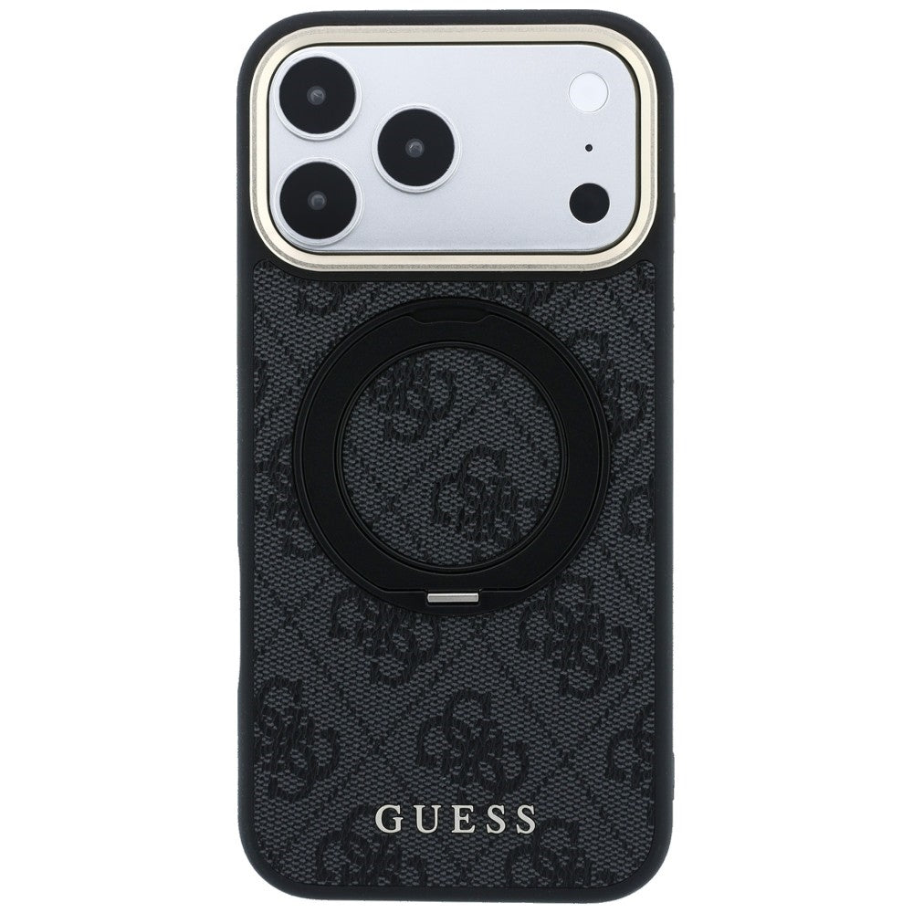 Θήκη MagSafe για Apple iPhone 18 Pro / 17 Pro, Guess, Ring Stand Classic Logo, Μαύρη