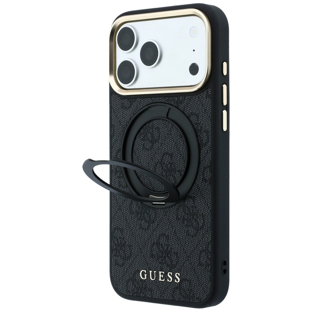 Θήκη MagSafe για Apple iPhone 18 Pro / 17 Pro, Guess, Ring Stand Classic Logo, Μαύρη