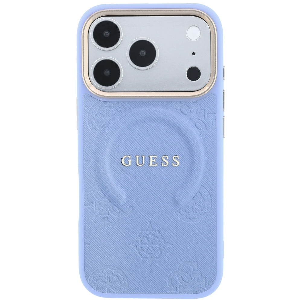 Θήκη MagSafe για Apple iPhone 18 Pro / 17 Pro, Guess, Saffiano Peony Ring, Bleu