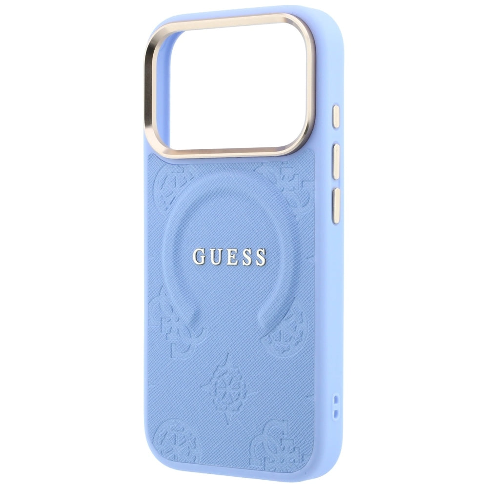 Θήκη MagSafe για Apple iPhone 18 Pro / 17 Pro, Guess, Saffiano Peony Ring, Bleu