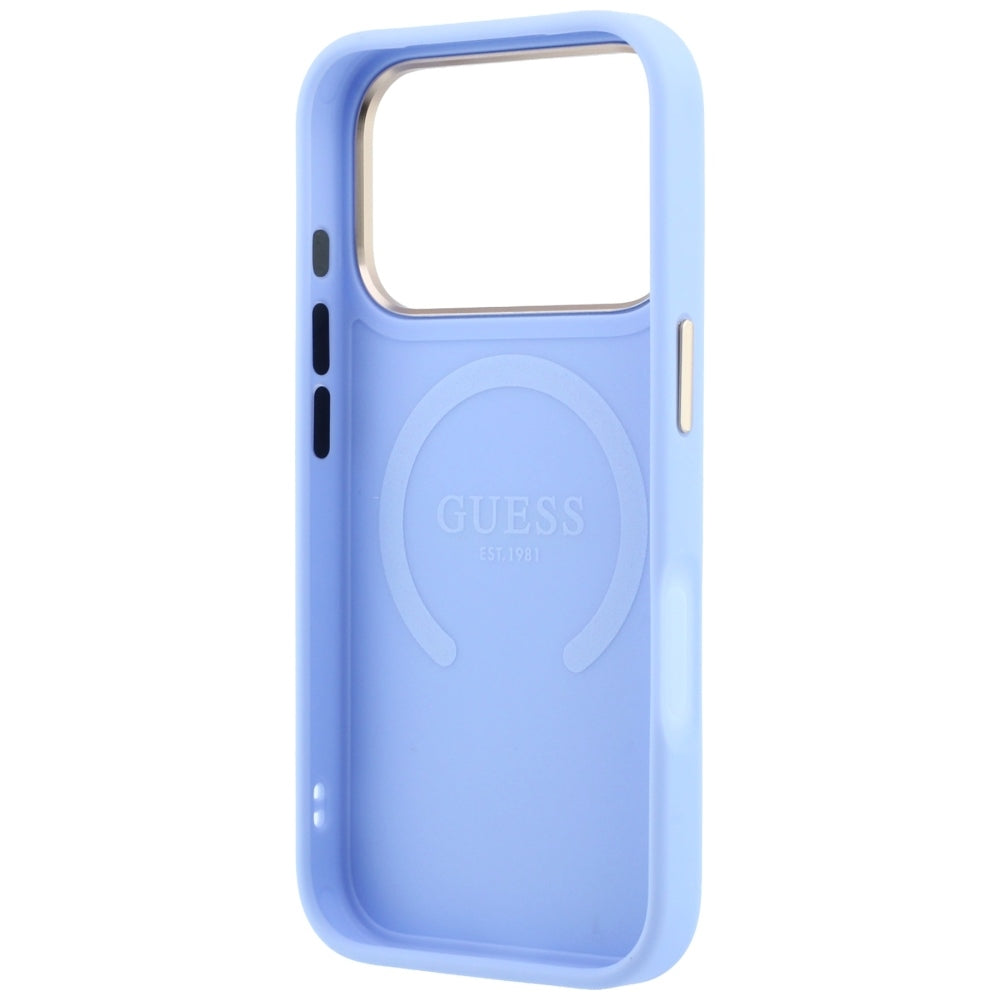 Θήκη MagSafe για Apple iPhone 18 Pro / 17 Pro, Guess, Saffiano Peony Ring, Bleu