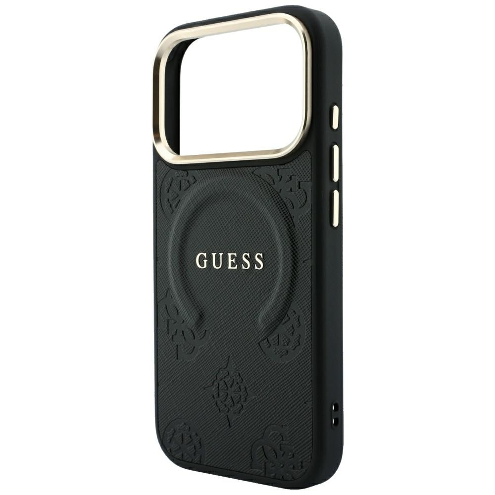 Θήκη MagSafe για Apple iPhone 18 Pro / 17 Pro, Guess, Saffiano Peony Ring, Μαύρο