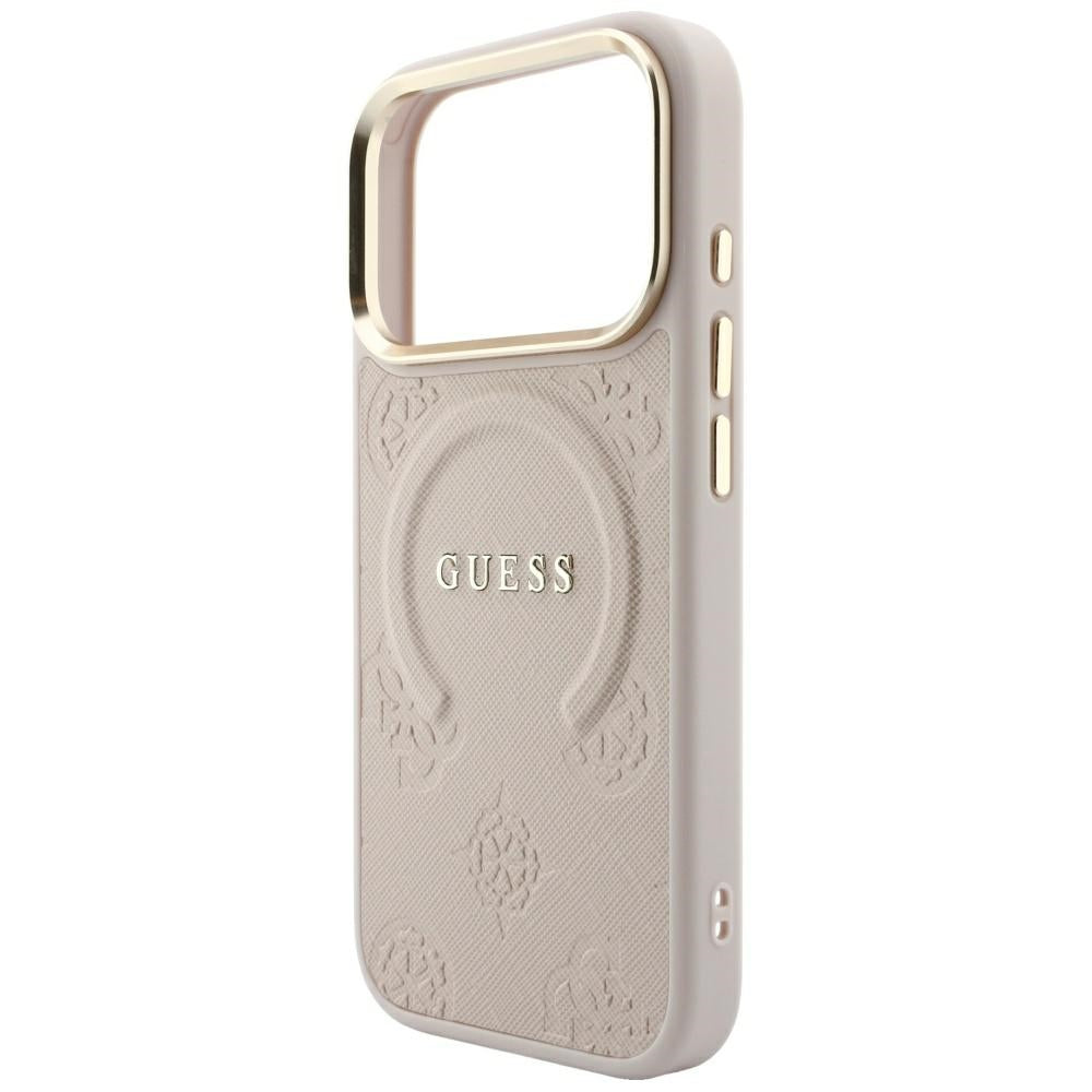 Θήκη MagSafe για Apple iPhone 18 Pro / 17 Pro, Guess, Saffiano Peony Ring, Ροζ