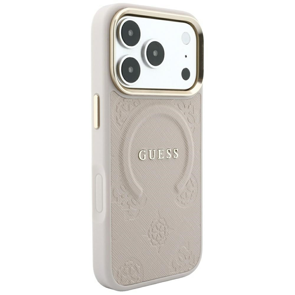 Θήκη MagSafe για Apple iPhone 18 Pro / 17 Pro, Guess, Saffiano Peony Ring, Ροζ