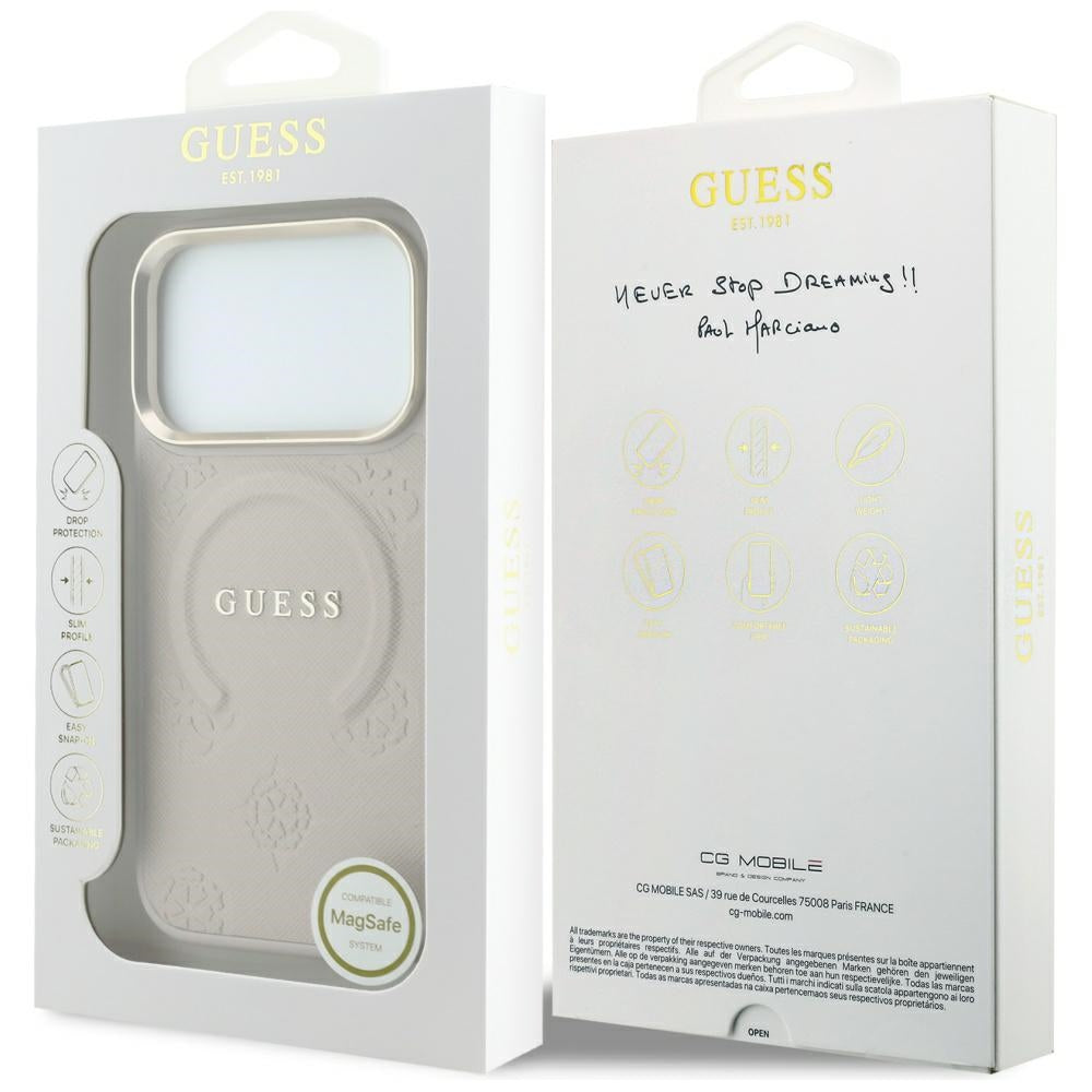 Θήκη MagSafe για Apple iPhone 18 Pro / 17 Pro, Guess, Saffiano Peony Ring, Ροζ