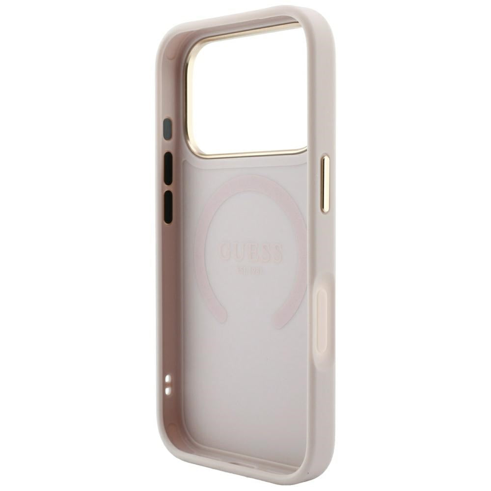 Θήκη MagSafe για Apple iPhone 18 Pro / 17 Pro, Guess, Saffiano Peony Ring, Ροζ