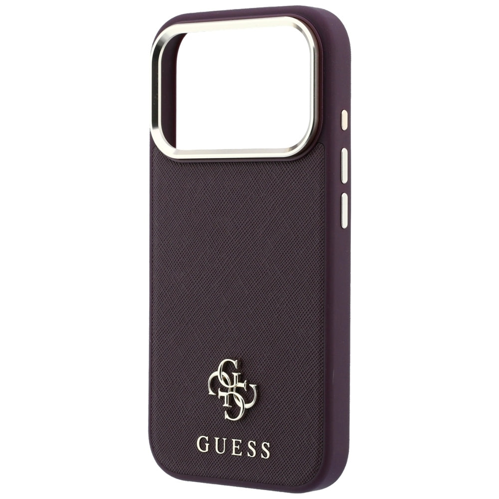 Θήκη MagSafe για Apple iPhone 18 Pro / 17 Pro, Guess, Saffiano Small 4G Classic, Βυσσινί
