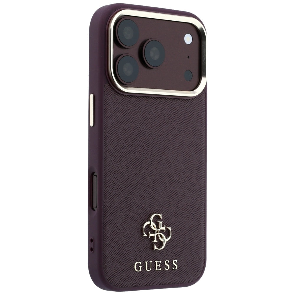 Θήκη MagSafe για Apple iPhone 18 Pro / 17 Pro, Guess, Saffiano Small 4G Classic, Βυσσινί