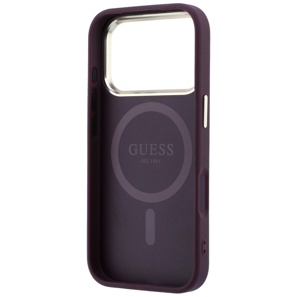 Θήκη MagSafe για Apple iPhone 18 Pro / 17 Pro, Guess, Saffiano Small 4G Classic, Βυσσινί
