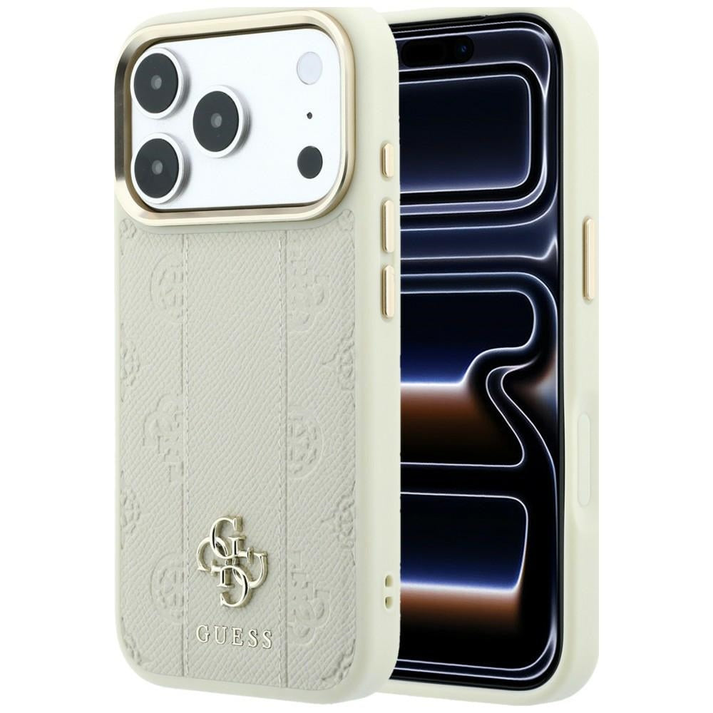 Θήκη MagSafe για Apple iPhone 18 Pro / 17 Pro, Guess, Stripe Peony 4G, Μπεζ