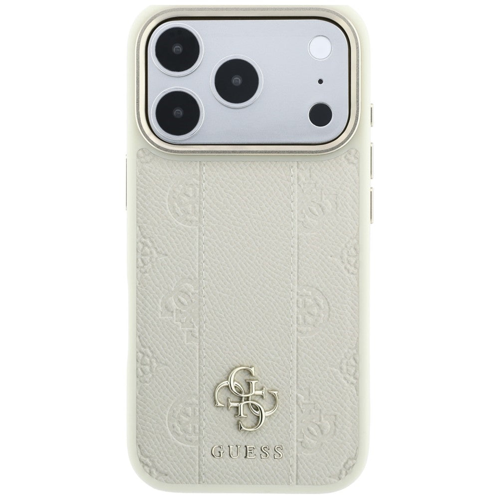 Θήκη MagSafe για Apple iPhone 18 Pro / 17 Pro, Guess, Stripe Peony 4G, Μπεζ