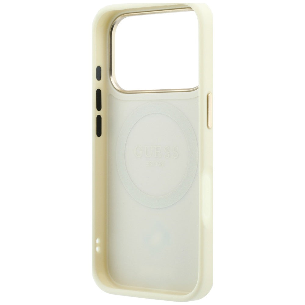 Θήκη MagSafe για Apple iPhone 18 Pro / 17 Pro, Guess, Stripe Peony 4G, Μπεζ
