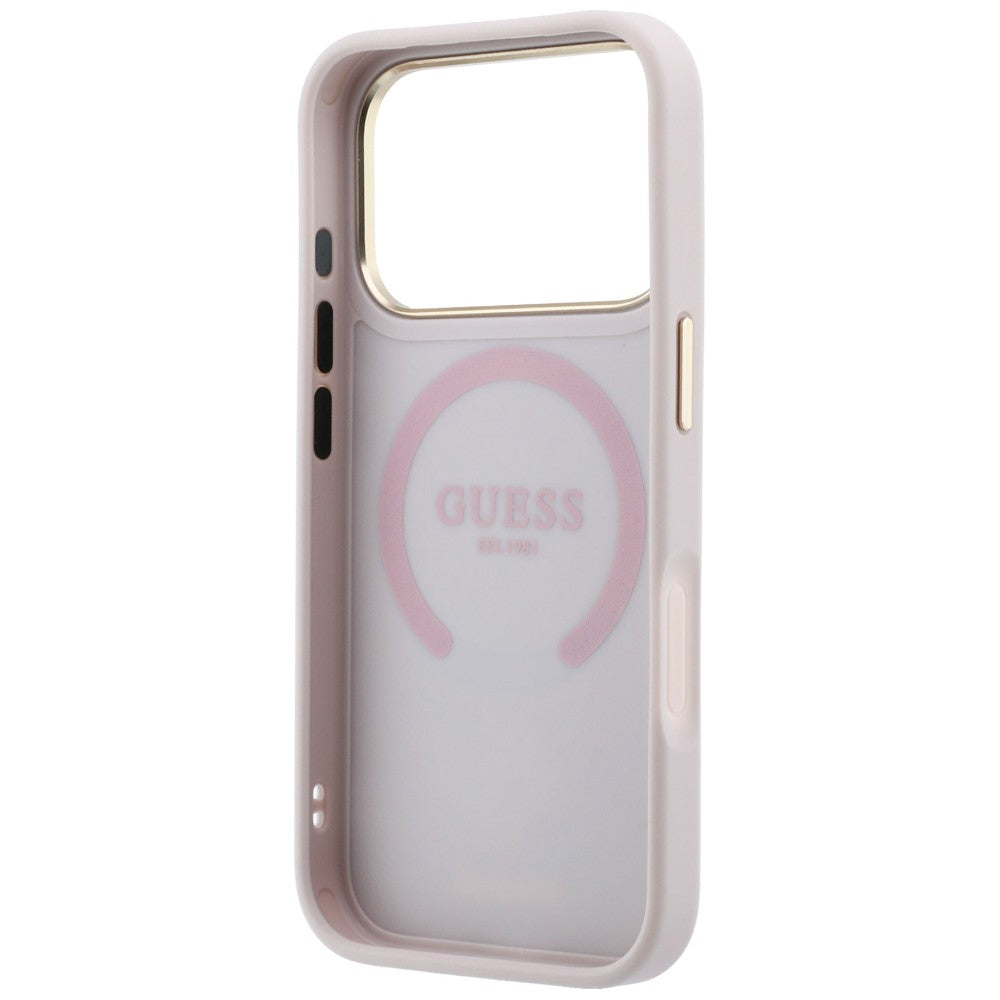 Θήκη MagSafe για Apple iPhone 18 Pro / 17 Pro, Guess, Stripe Peony 4G, Ροζ