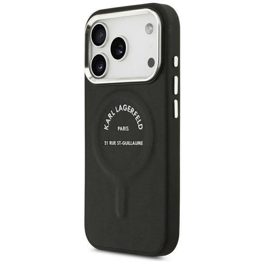 Θήκη MagSafe για Apple iPhone 18 Pro / 17 Pro, Karl Lagerfeld, EMB. Δαχτυλίδι με λογότυπο Karl RSG, Μαύρο
