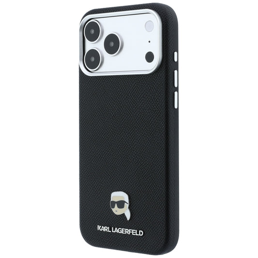 Θήκη MagSafe για Apple iPhone 18 Pro / 17 Pro, Karl Lagerfeld, Μεταλλικό Σχέδιο Karl Head με Υφή, Μαύρο