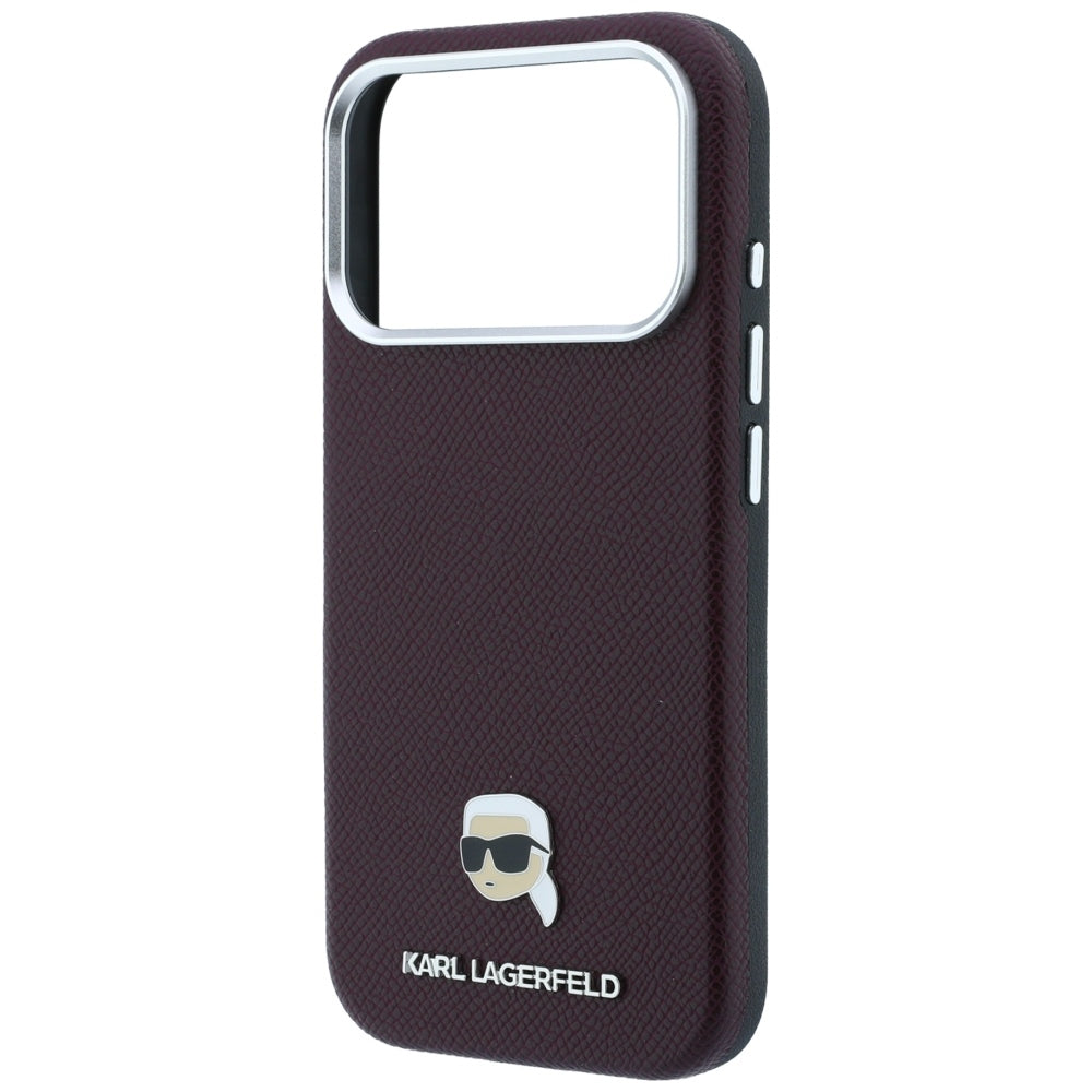 Θήκη MagSafe για Apple iPhone 18 Pro / 17 Pro, Karl Lagerfeld, Μεταλλικό Σιρίτι Karl Head's, Βυσσινί