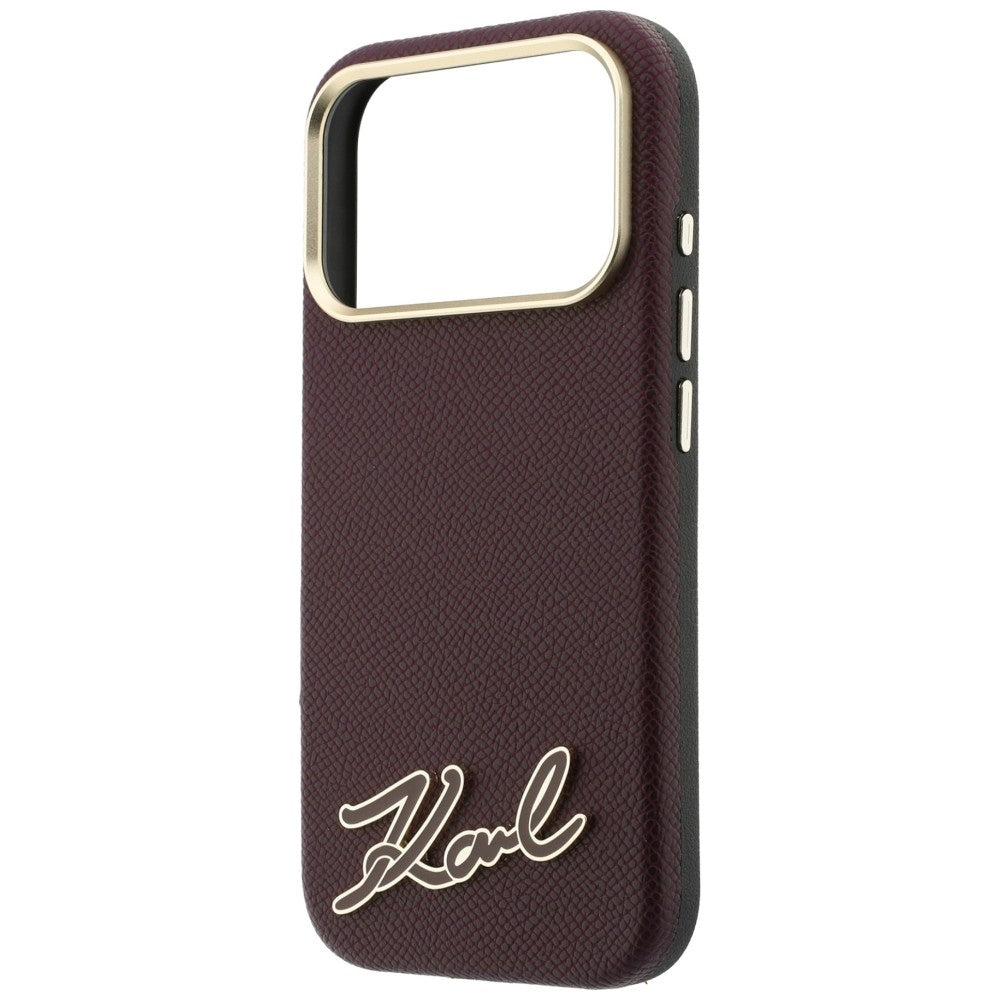 Θήκη MagSafe για Apple iPhone 18 Pro / 17 Pro, Karl Lagerfeld, Λογότυπο από Ρητίνη με Υφή, Βυσσινί