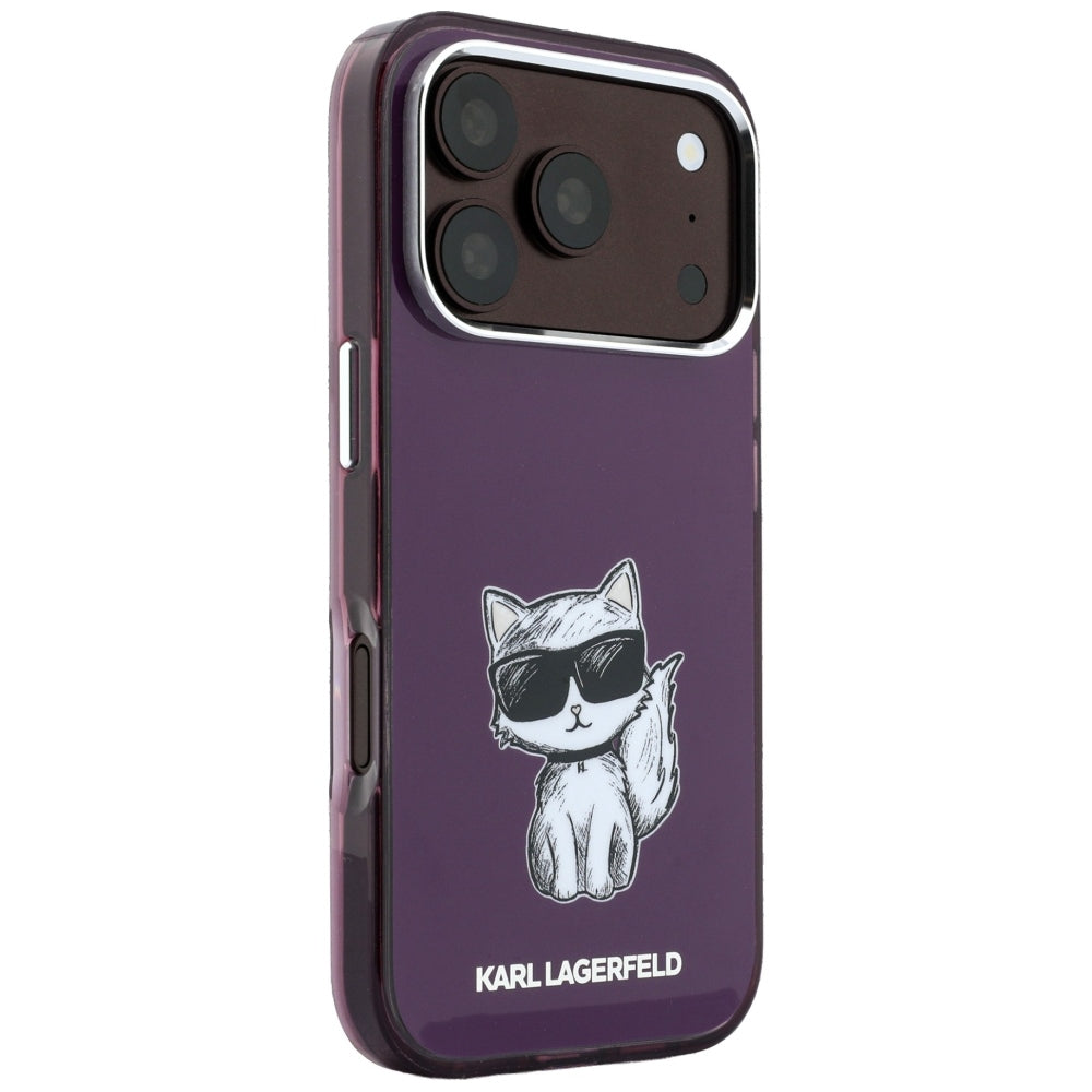 Θήκη MagSafe για Apple iPhone 18 Pro / 17 Pro, Karl Lagerfeld, HC IML Choupette Body Sketch Print, Βυσσινί