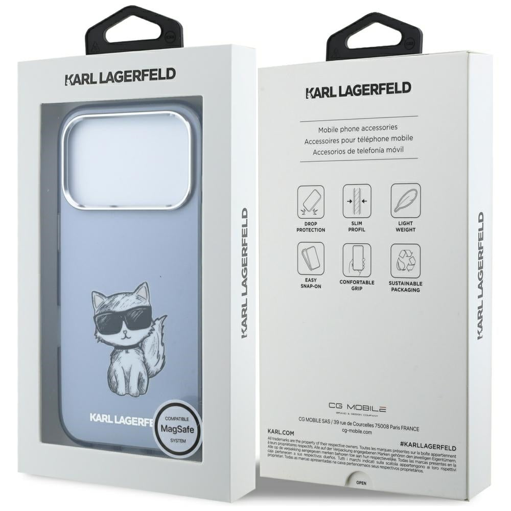 Θήκη MagSafe για Apple iPhone 18 Pro / 17 Pro, Karl Lagerfeld, IML Choupette Body Sketch Print, Μπλε