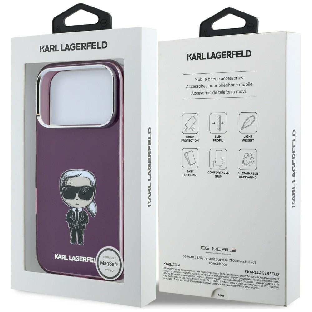 Θήκη MagSafe για Apple iPhone 18 Pro / 17 Pro, Karl Lagerfeld, HC IML Ikonik Sketch Print, Μπορντό