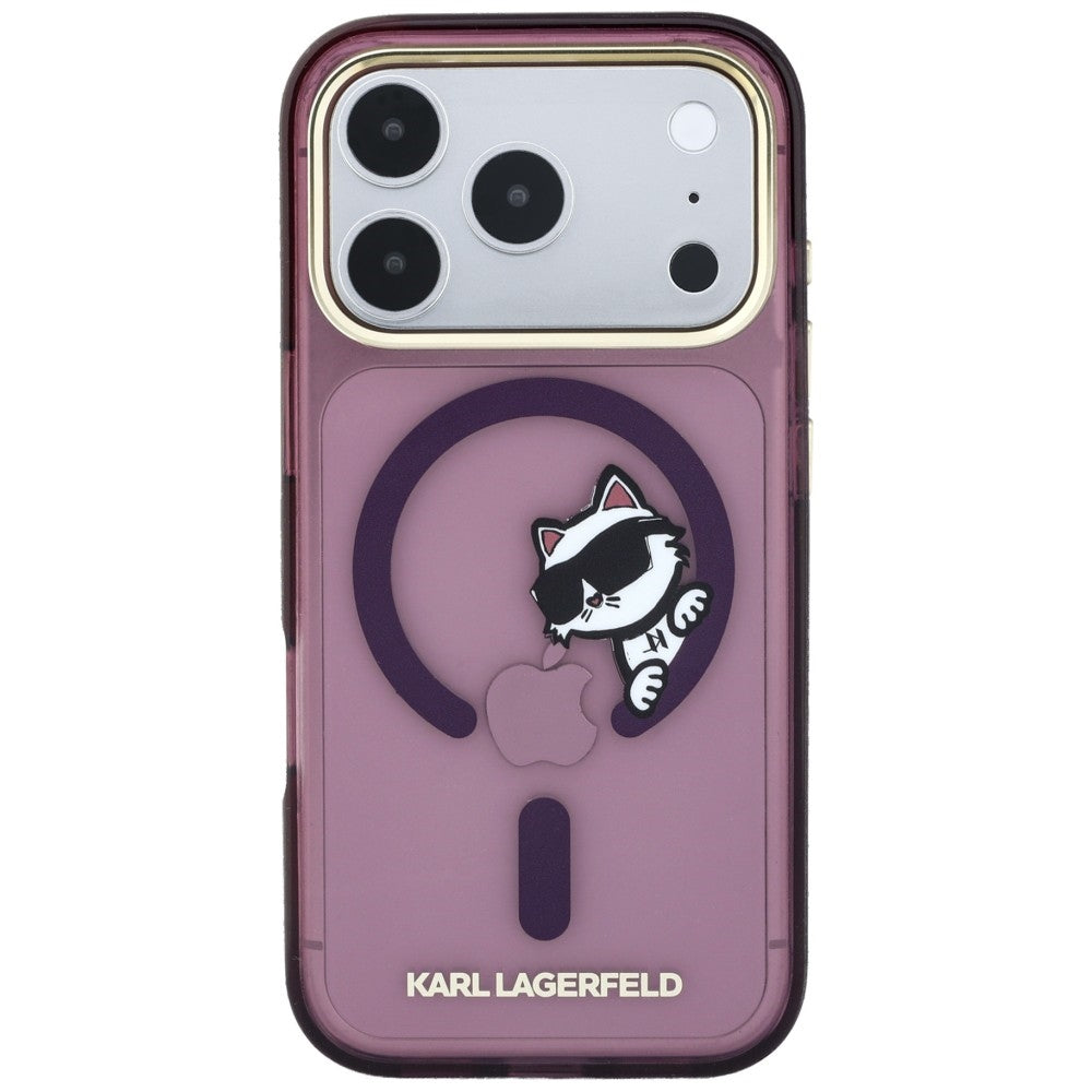 Θήκη MagSafe για Apple iPhone 18 Pro / 17 Pro, Karl Lagerfeld, IML Peekaboo Print and Metal Frame, Μπορντό